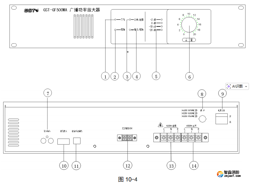 海灣GST-GF500WA/300WA/150WA 型廣播功率放大器接線安裝技術(shù)